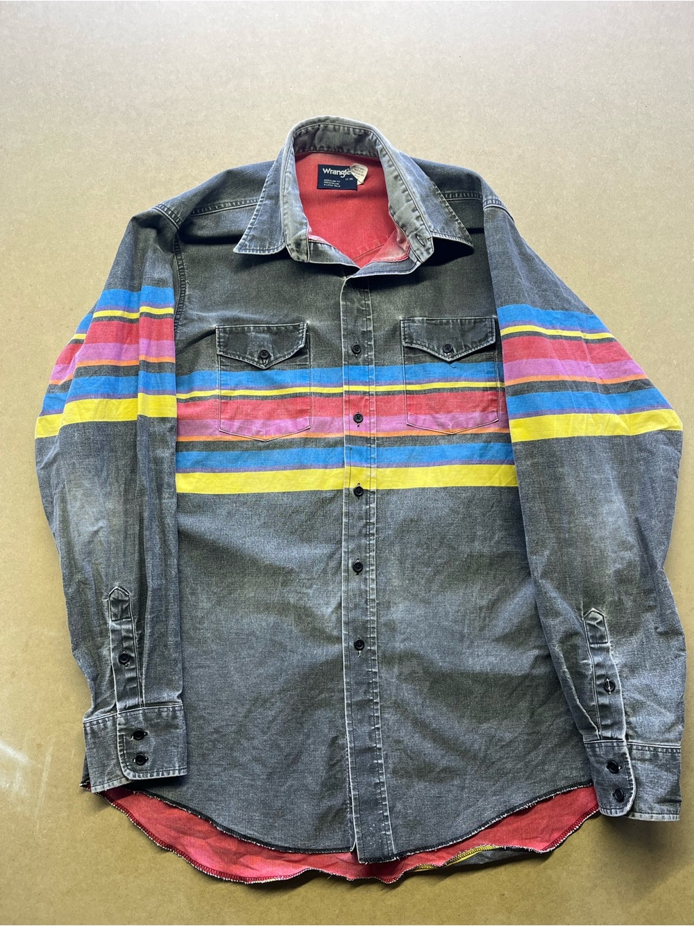 Vintage Men’s XL Gray Wrangler Western Brushpopper Rodeo Denim